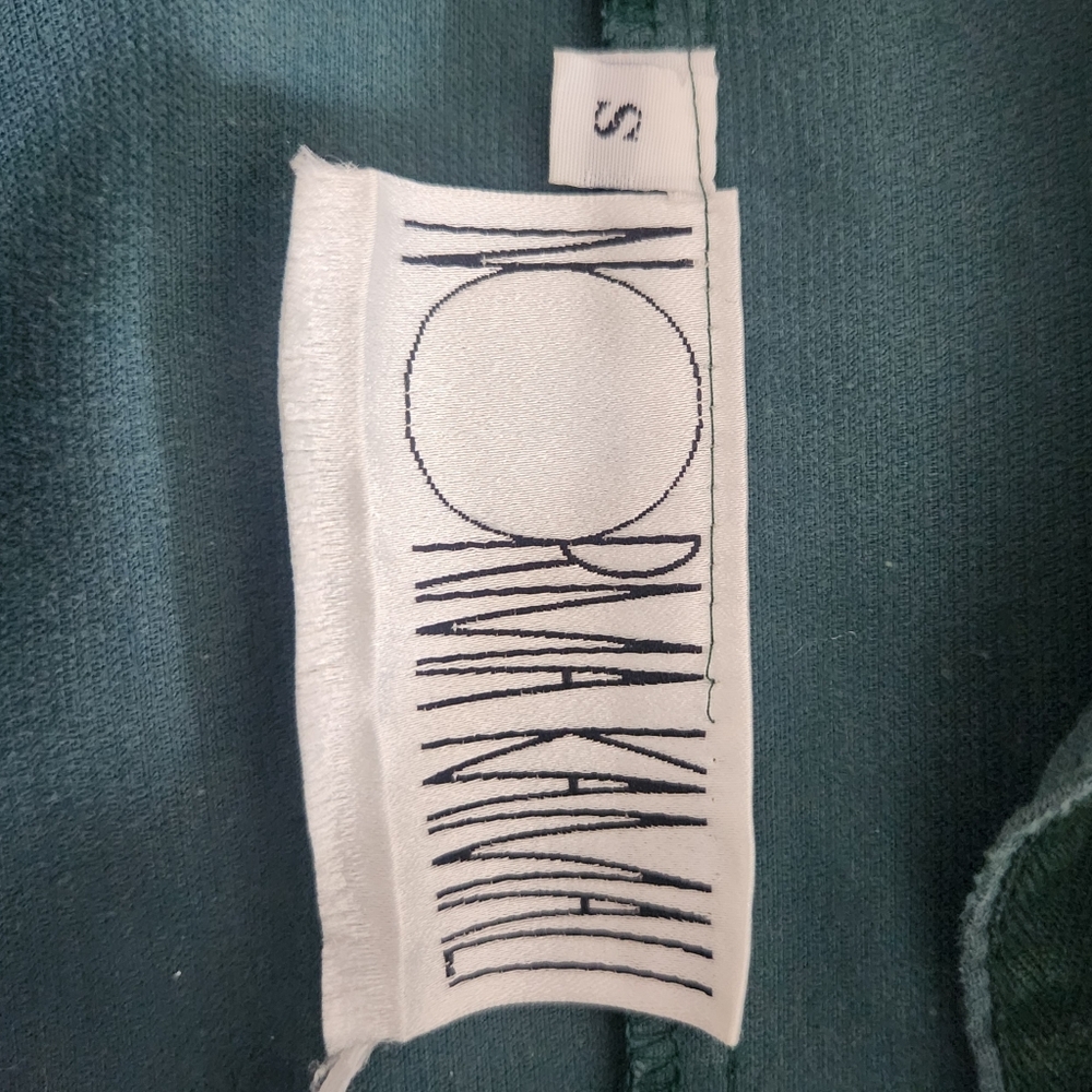80's Norma Kamali Drop Waist Puff Sleeve Green Corduroy Button Down Dress Small - Picture 2 of 12